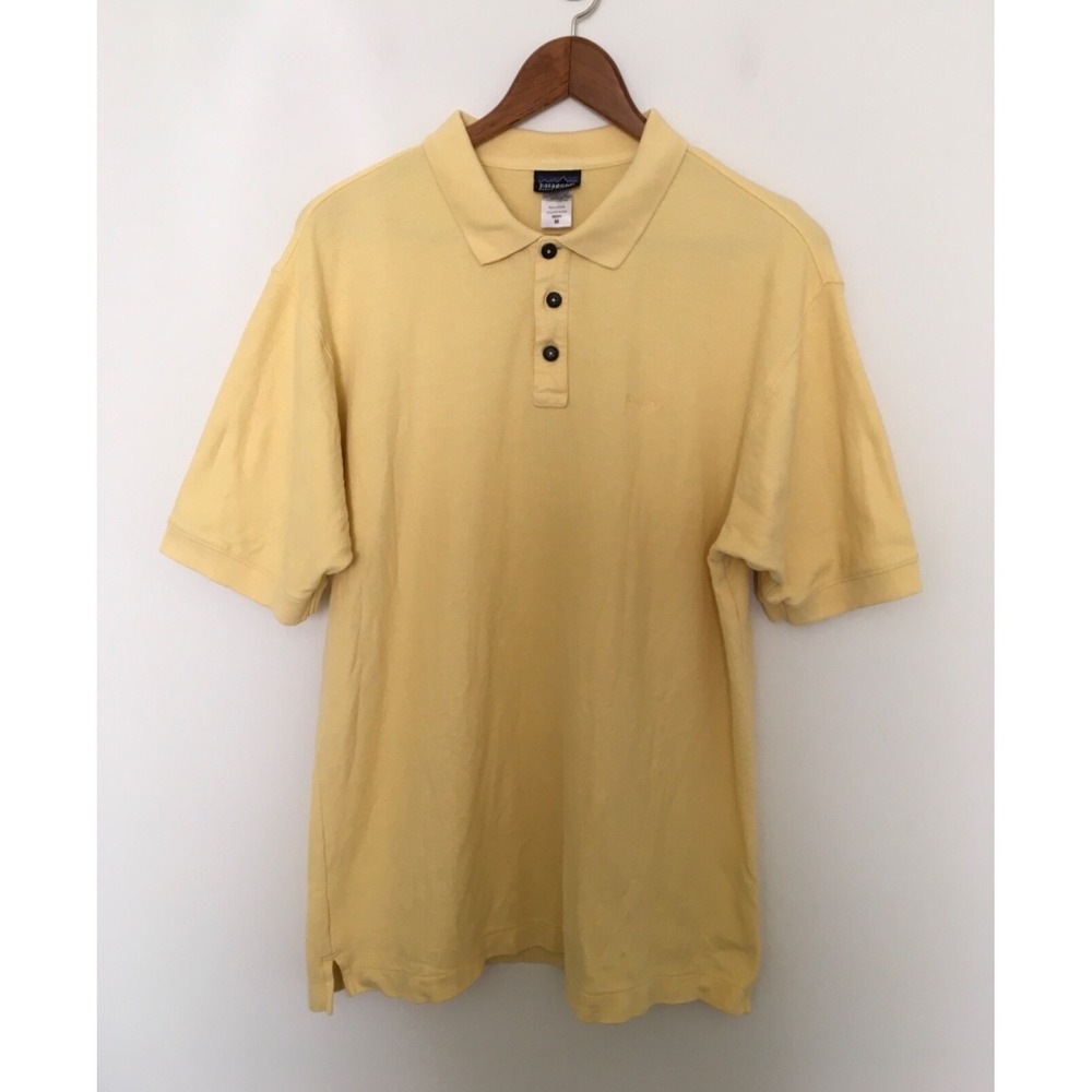 Patagonia Mens Sz M Yellow Organic Cotton Short Sleeve Polo Shirt